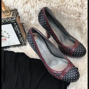 NWOT Madden girl black/white polka dot w/ red trim